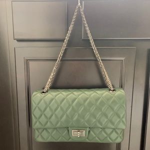 Green Ainifeel quilted flap bag